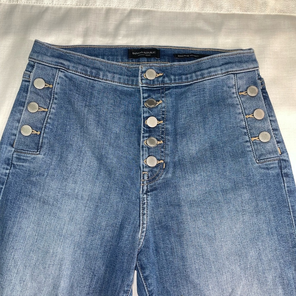 Banana Republic High-Rise Blue Jeans with Button Detail